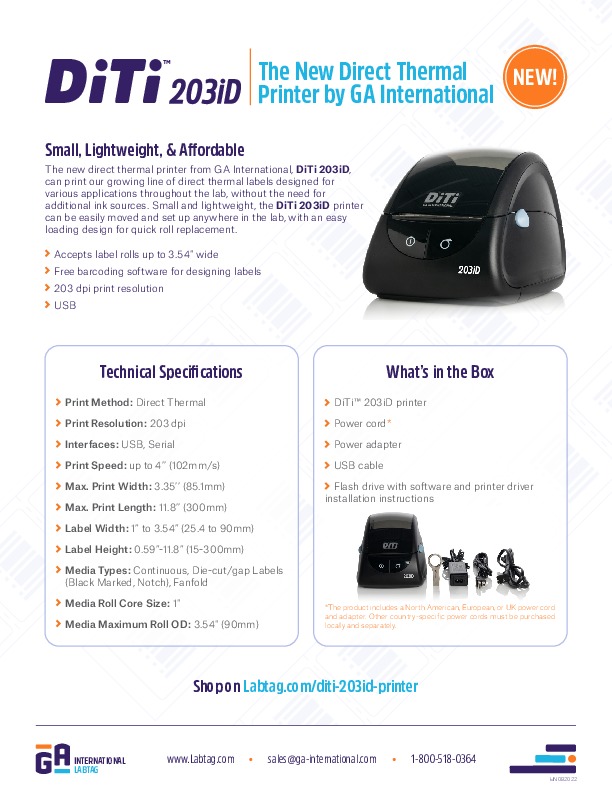 DiTi 203iD - Imprimante Thermique Directe