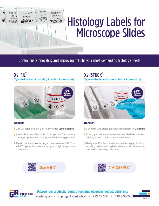 Histology Labels for Microscope Slides